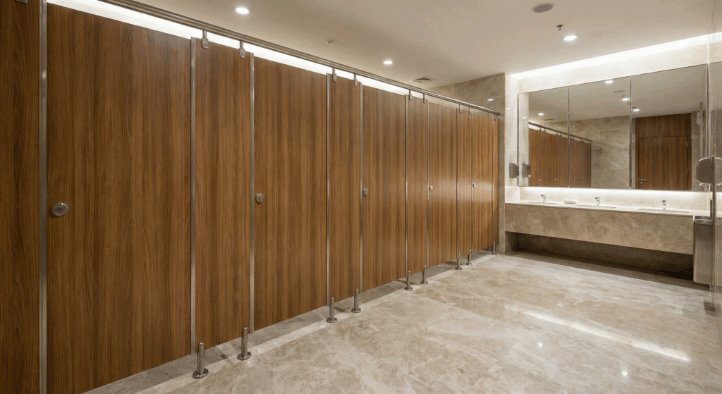 HPL Toilet Cubicles in commercial washroom